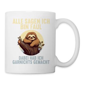 Meine Eltern Alle sagen ich bin faul Faultier - Tasse - Weiß - Rechts