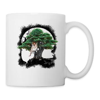Magisch Wald Baum Mädchen Frau sinnlich Natur - Tasse - Weiß - Rechts