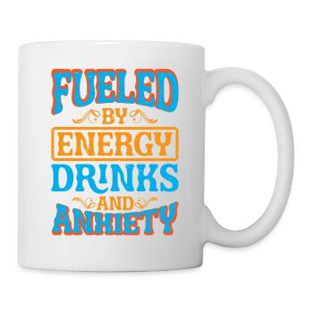 Alimenté par les boissons énergisantes et l’anxiété 5 - Mug blanc - blanc - Droite