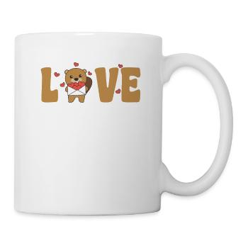 Biber zum Valentinstag süße Tiere mit Herzen Love - Tasse - Weiß - Rechts