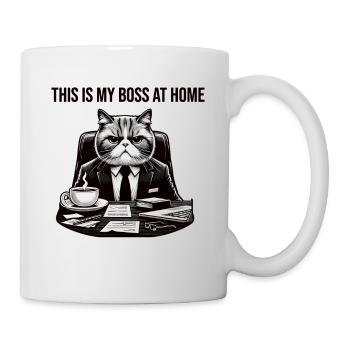 Meine Katze ist mein Chef Spruch Haustier - Tasse - Weiß - Rechts