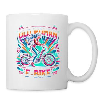 Never Underestimate An Old Woman On An E-Bike - Mug - white - Right