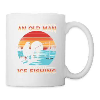 Unterschätze niemals einen alten Mann, der Eis liebt - Tasse - Weiß - Rechts
