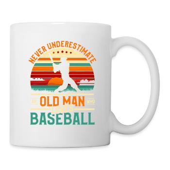Ne sous-estimez jamais un vieil homme qui aime le baseball - Mug blanc - blanc - Droite