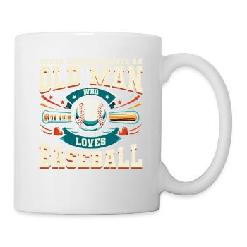 Ne sous-estimez jamais un vieil homme qui aime le baseball - Mug blanc - blanc - Droite