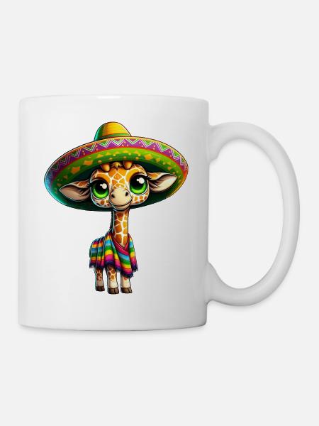 Cinco de Mayo girafe : conception de dessin animé mignon avec - Mug blanc - blanc