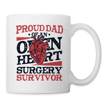 Proud Dad Of Heart Surgery Survivor Open Heart - Mug - white - Right