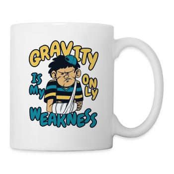 Die Schwerkraft ist meine einzige Schwäche, gebrochener Fingerknochen - Tasse - Weiß - Rechts