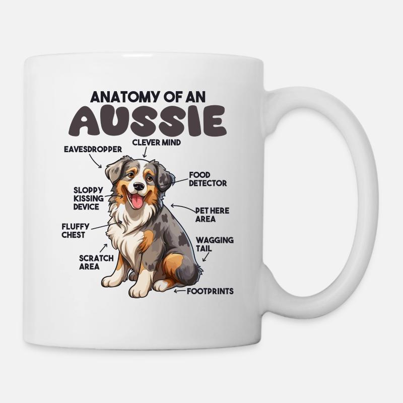 Hunde Erklärung Anatomy eines Australian Shepherd - Tasse - Weiß