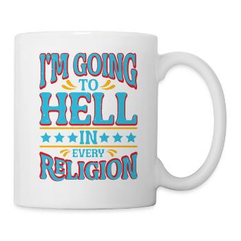 Je vais en enfer dans toutes les religions 4 - Mug blanc - blanc - Droite