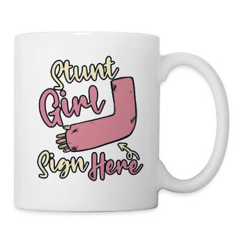 Stunt Girl Sign Here Broken Bone Broken Finger - Mug - white - Right