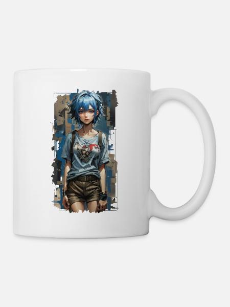 Ange bleu avec coeur mécanique - Mug blanc - blanc