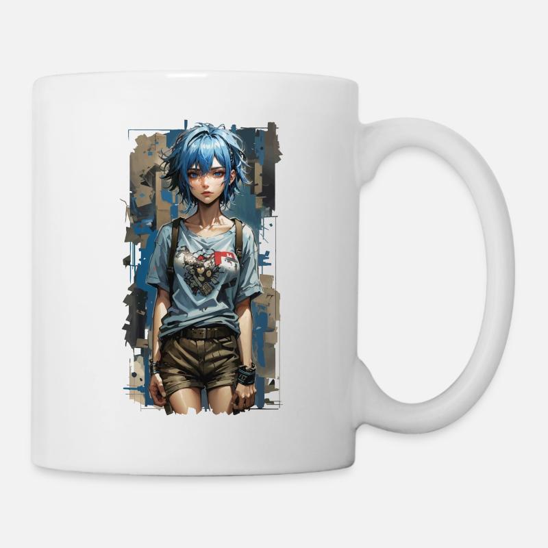 Ange bleu avec coeur mécanique - Mug blanc - blanc