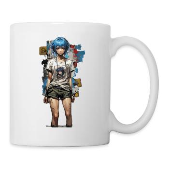 Design de style de rue anime avec des cheveux bleus - Mug blanc - blanc - Droite