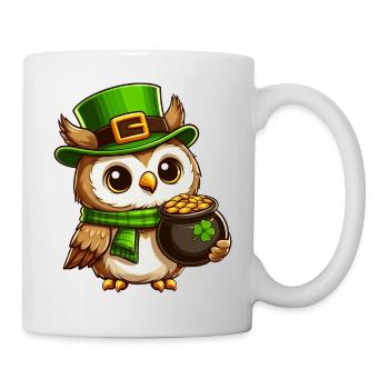 Goldene Eule St. Patricks Day - Tasse - Weiß - Rechts
