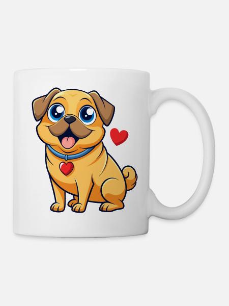 Affectionate Puggle Digital Art - Mug - white