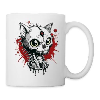 Cat Skull // Totenkopf Katze // Blut FS0006 - Tasse - Weiß - Rechts