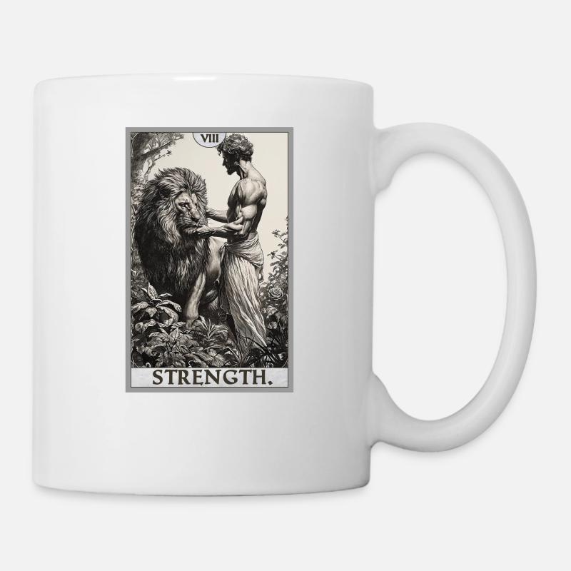 Tarotkarten Tarotkarte Strength Kraft - Tasse - Weiß