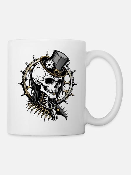 Steampunk Skull // Totenkopf Gothic FS0012 - Tasse - Weiß