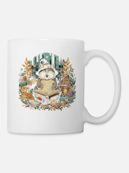 Cottagecore Raton laveur esthétique - Mug blanc - blanc