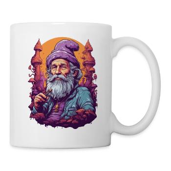Old Dude Vivid Colors Psychedelic Forest Mushrooms - Mug - white - Right