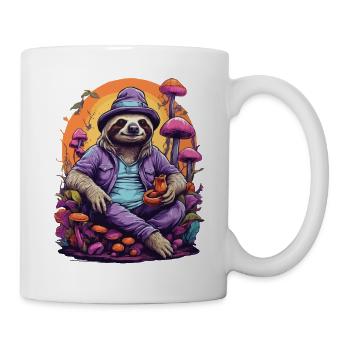 Faultier Psychedelic Art Goa Trance Wald Pilze - Tasse - Weiß - Rechts