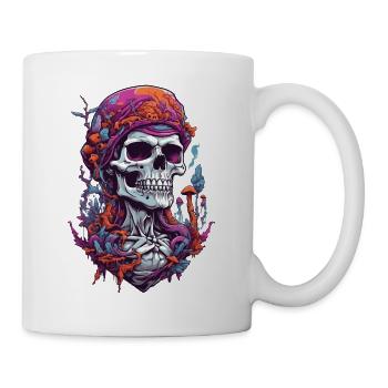 Psychedelic Art Skull Music Festival Mushrooms - Mug - white - Right