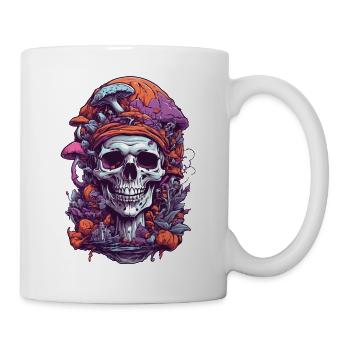 Psychedelic Art Skull Forest Mushrooms Music Festival - Mug - white - Right