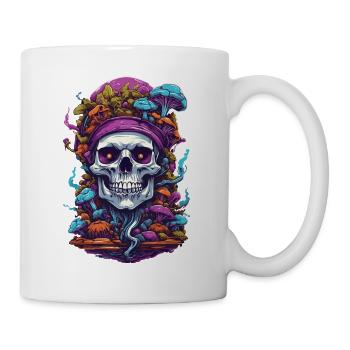 Psychedelic Art Skull Wald Pilze Musik Festival - Tasse - Weiß - Rechts