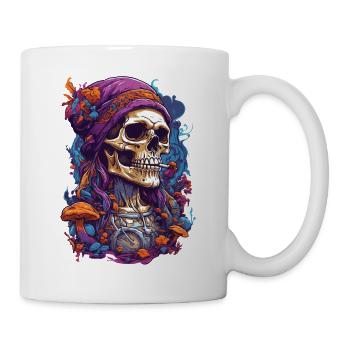 Psychedelic Skull Wald Pilze Musik Festival Art - Tasse - Weiß - Rechts