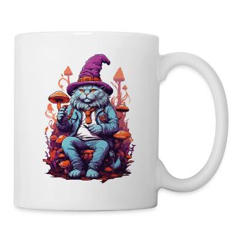 Art psychédélique chat Champignons forestiers Festival de musique - Mug blanc - blanc - Droite