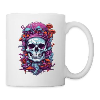 Psychedelic Art und Wald Pilze Skull Design - Tasse - Weiß - Rechts