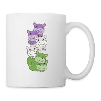 Genderqueer Flag Pride LGBTQ süße Hippo - Tasse - Weiß - Rechts