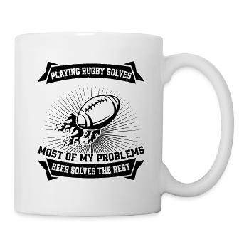 Playing Rugby solves most of my problems - Rugby - Mug - white - Right