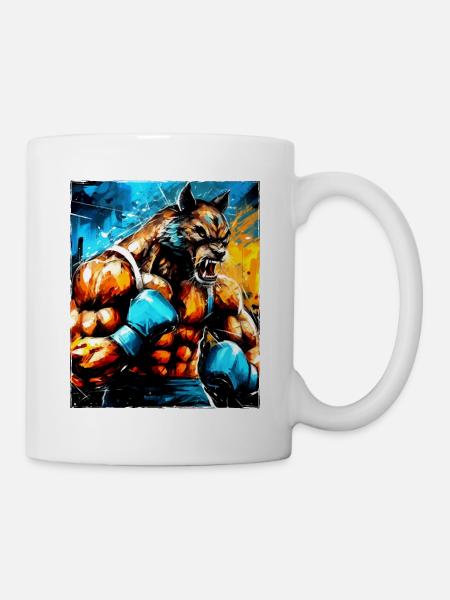 Wolf Boxer Kämpfer - Tasse - Weiß