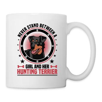 Fille de Hunting Terrier et son Terrier de chasse allemand - Mug blanc - blanc - Droite