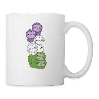 Genderqueer Drapeau Fierté LGBTQ Mignon Paresseux - Mug blanc - blanc - Droite