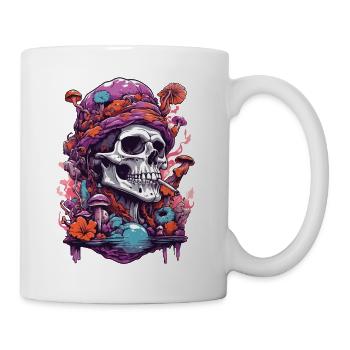 Psychedelic Skull Wald Pilze Musik Festival Art - Tasse - Weiß - Rechts