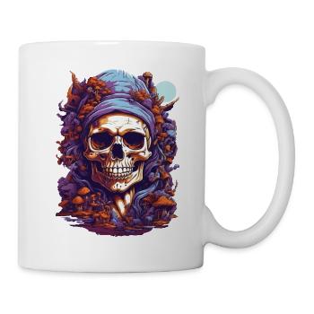 Psychedelic Skull Art Wald Pilze Musik Festival - Tasse - Weiß - Rechts