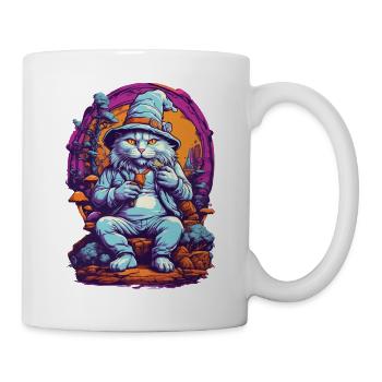 Champignons forestiers chat art psychédélique festival de musique - Mug blanc - blanc - Droite