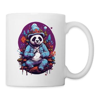 Pandabär Psychedelic Art Musik Wald Pilze - Tasse - Weiß - Rechts