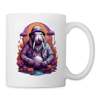 Lebendige Farben Wald Pilze Psychedelic Art - Tasse - Weiß - Rechts