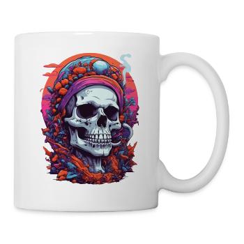 Psychedelic Skull Wald Pilze Goa Trance Kunst - Tasse - Weiß - Rechts