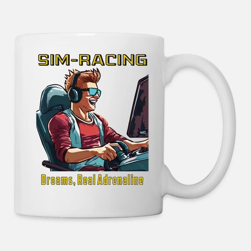 SIM RACING Dreams, Real Adrenaline - Tasse - Weiß