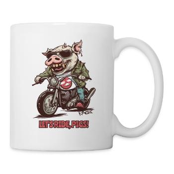 Let's go, piggy! Pig Biker Motorcycle - Mug - white - Right