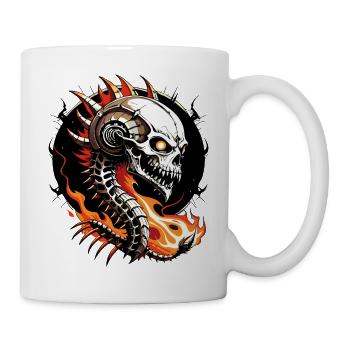Drachen Skull // Totenkopf Drache // Feuer FS0035 - Tasse - Weiß - Rechts