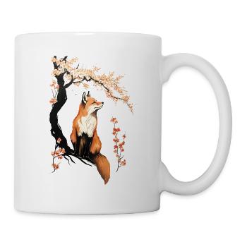Fox & Sakura : Faune et paysage printanier - Mug blanc - blanc - Droite