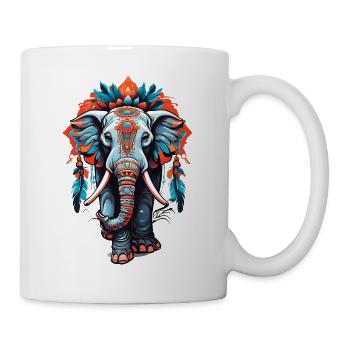 Elefant Spirituelles Mandala Traumfänger Design - Tasse - Weiß - Rechts