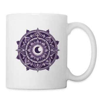 Mond Mandala Design Ästhetisches Muster - Tasse - Weiß - Rechts