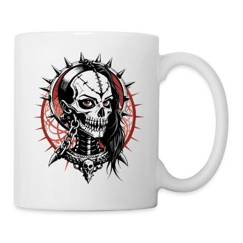 Chains-Girl Skull // Totenkopf Ketten Frau FS0058 - Tasse - Weiß - Rechts